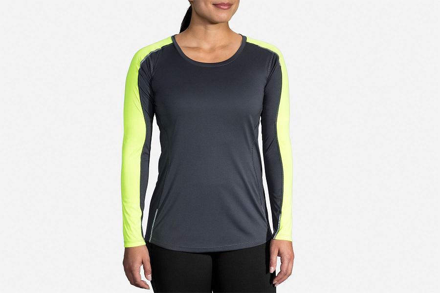 Brooks Nightlife Women Clothing & Long Sleeve Running Shirt Black TIE063918